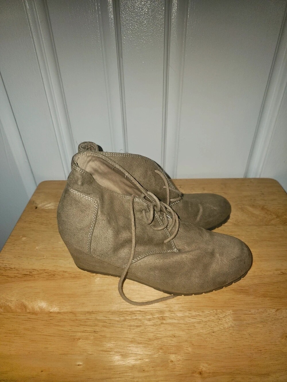 Faded Glory Women's Faux Suede Lace-Up Wedge Ankle Booties